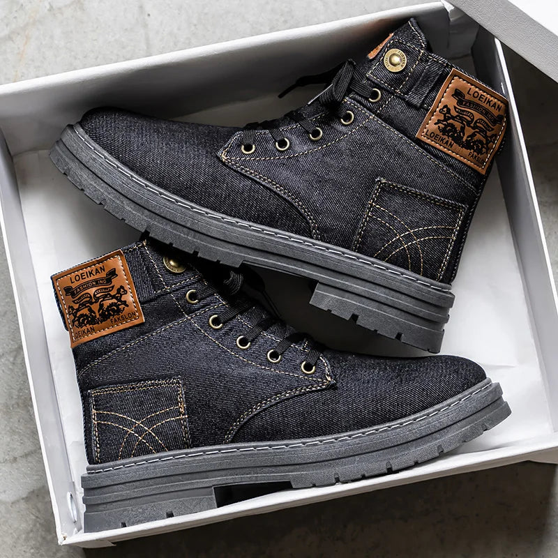 High Top Denim Canvas Boots