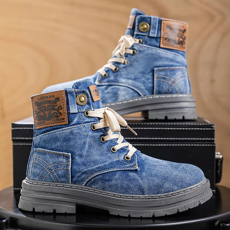 High Top Denim Canvas Boots