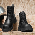 High Top Leather Chunky Boots