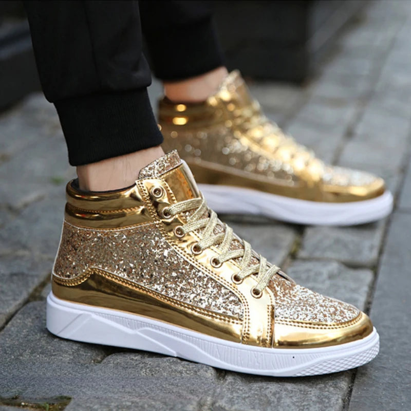 High Top Sneakers Luxury Glitter Boots