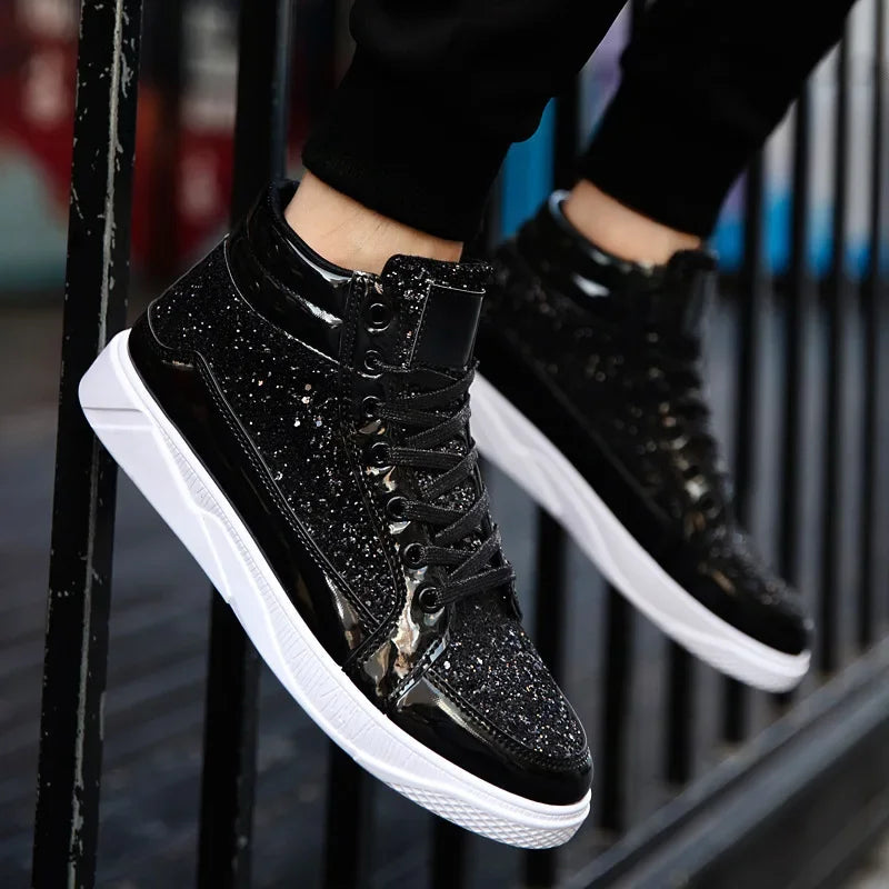 High Top Sneakers Luxury Glitter Boots
