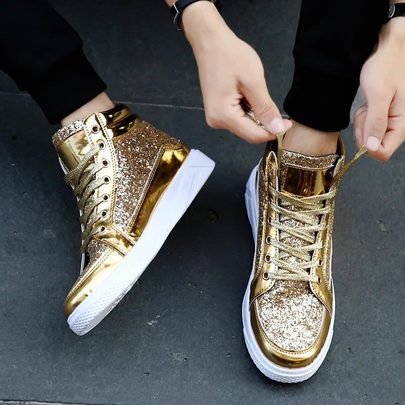 High Top Sneakers Luxury Glitter Boots