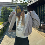 Hooded Fur Jacket Punk Vintage Retro Unisex