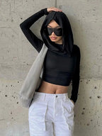 Hoodie Crop Top Lightweight Sporty Hooded