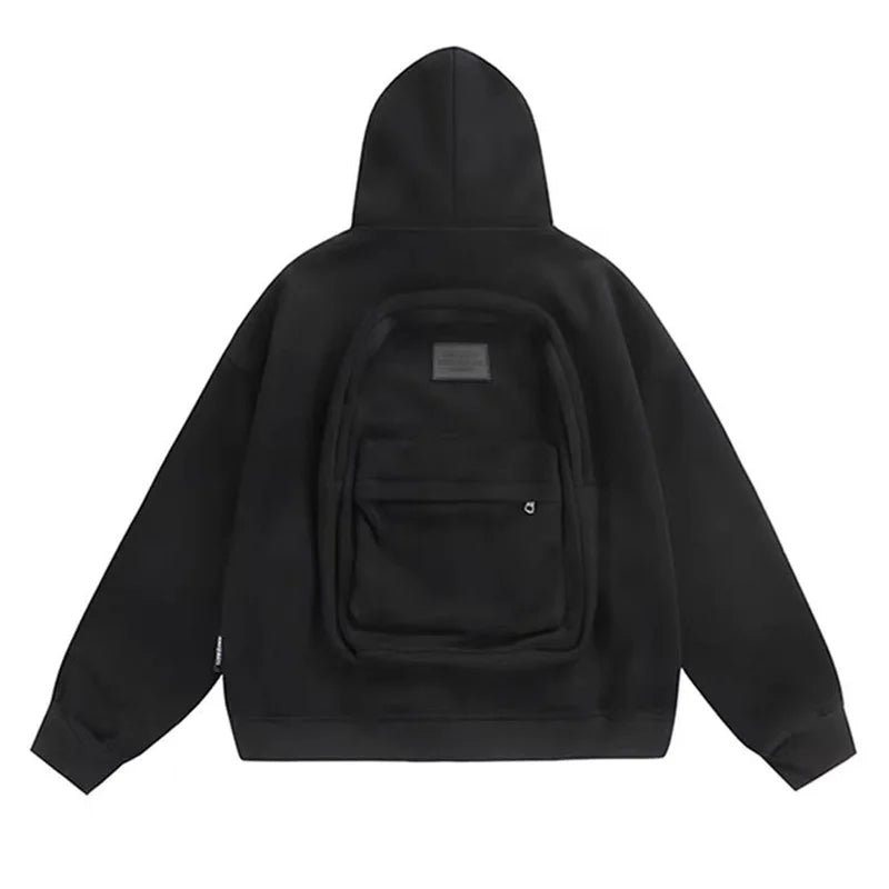 Hoodie Backpack Integrated Travel Compartment Full-Zip Hoodie