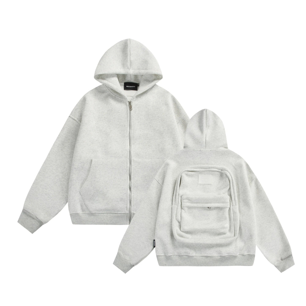 Hoodie Backpack Integrated Travel Compartment Full-Zip Hoodie