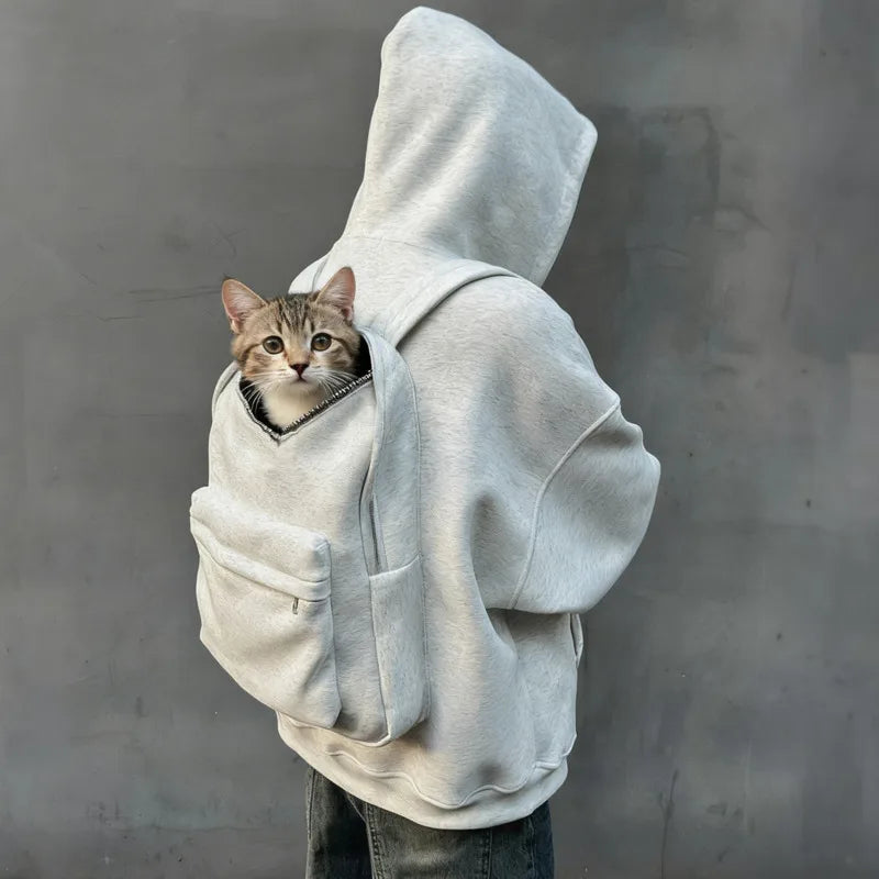 Hoodie Backpack Integrated Travel Compartment Uni Student Hoodie