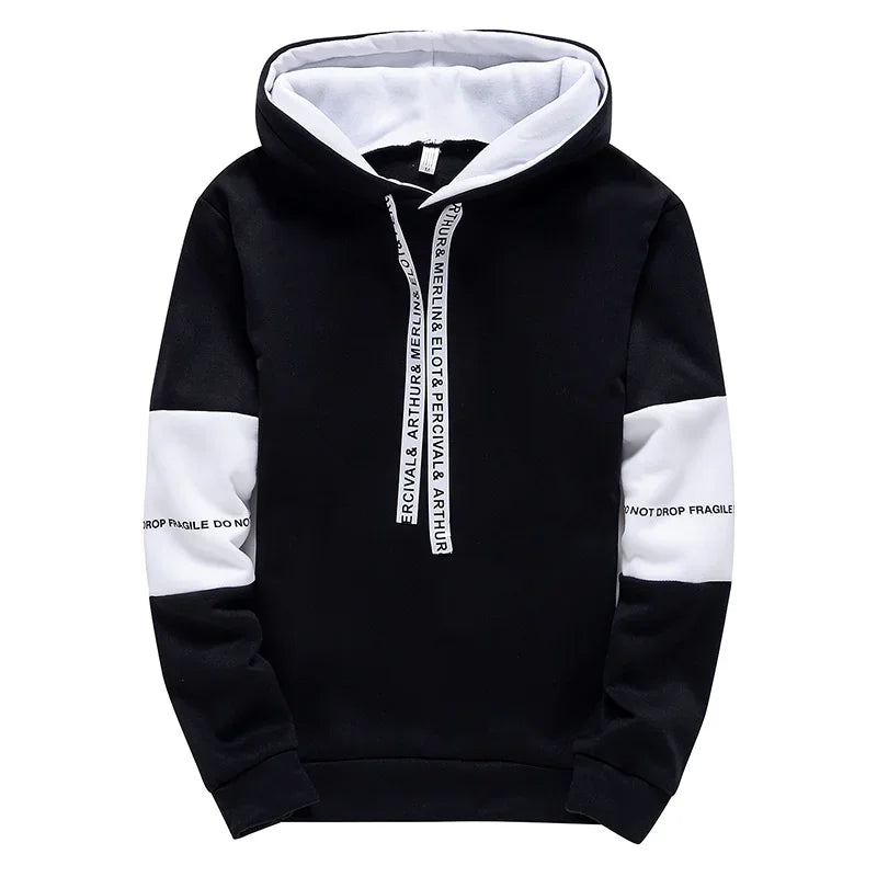 Hoodie Black-White Design Pullover and Track Sweatpants