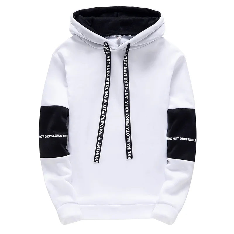 Hoodie Black-White Design Pullover and Track Sweatpants