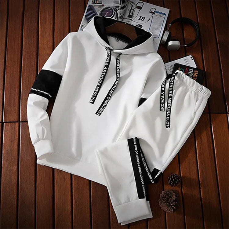 Hoodie Black-White Design Pullover and Track Sweatpants-Keep Melbourne Marvellous Official Store