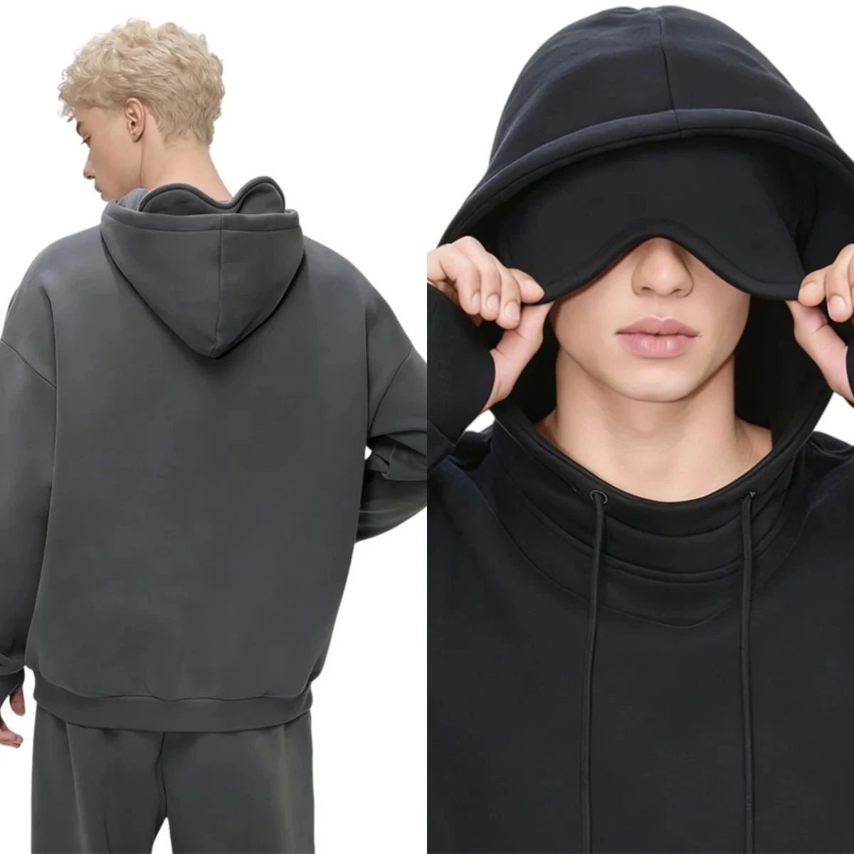Hoodie with Built-In Eye Mask Travel Sleeping Hack