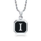 Name Initial Personalised Necklace A-Z Square Stainless Steel Pendant