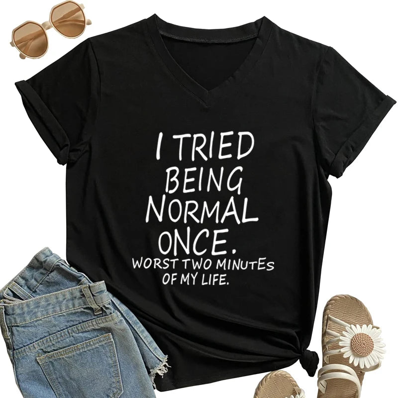 "I Tried Being Normal Once" Funny T-Shirt Plus Oversize Sizes