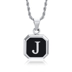Name Initial Personalised Necklace A-Z Square Stainless Steel Pendant