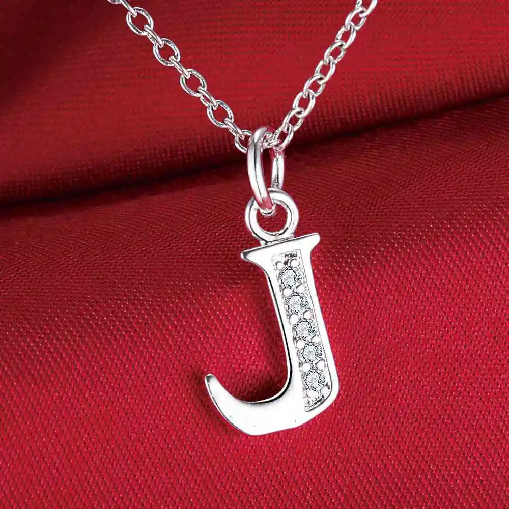 Letters Sterling Silver Necklace Pendant Name Initial