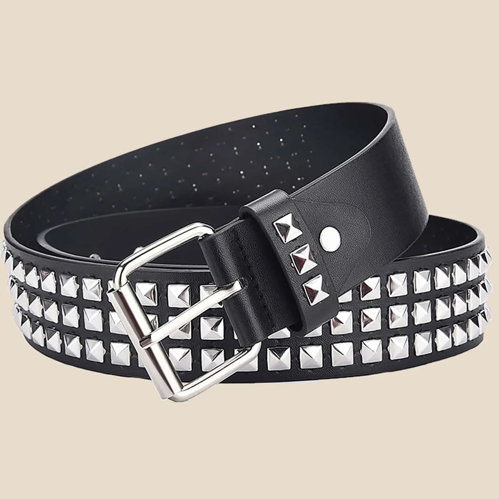 Jeans Belt Punk Y2K Square Rivets Metal Pyramid Design Unisex