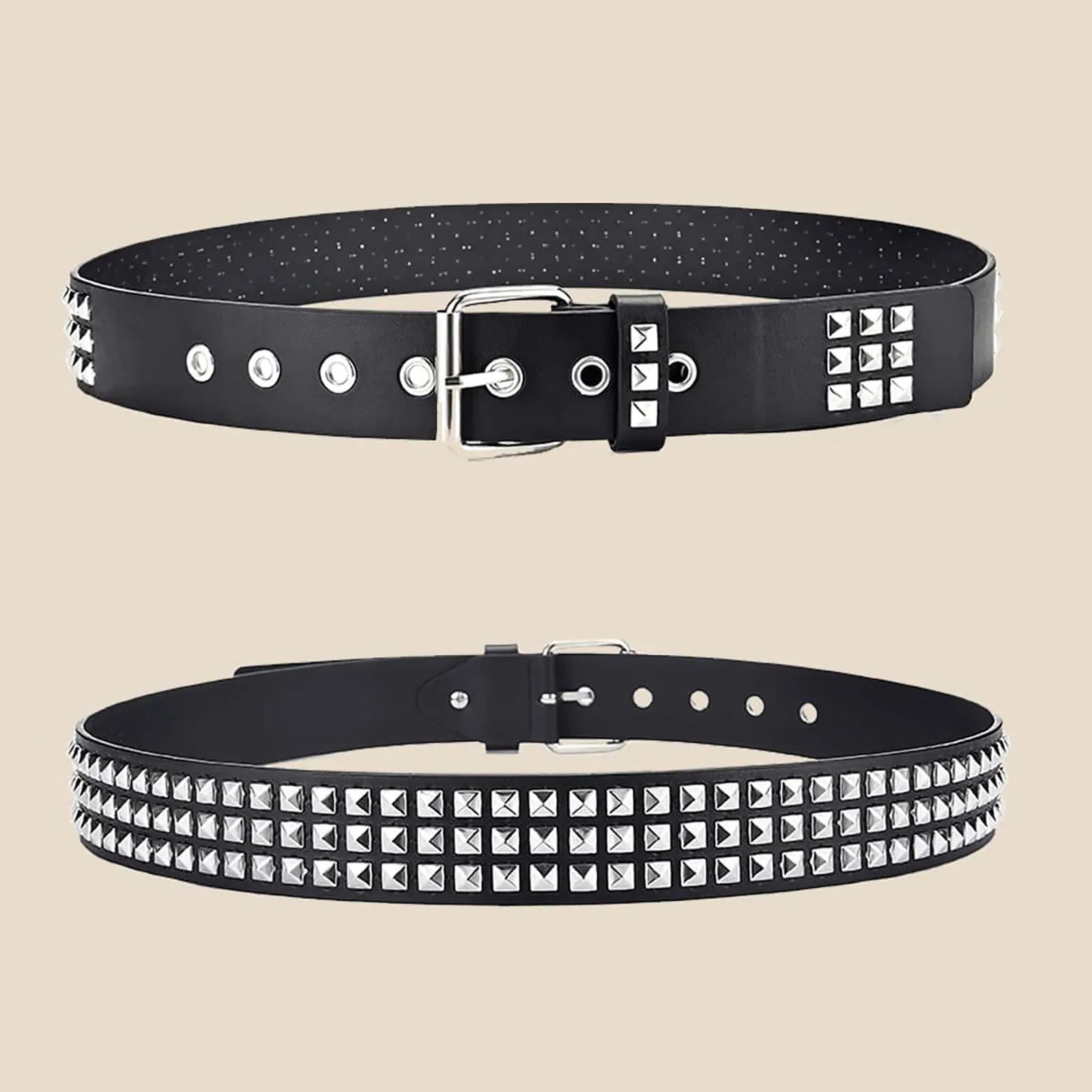 Jeans Belt Punk Y2K Square Rivets Metal Pyramid Design Unisex