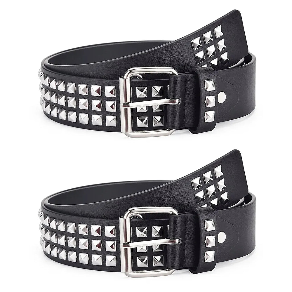 Jeans Belt Punk Y2K Square Rivets Metal Pyramid Design Unisex