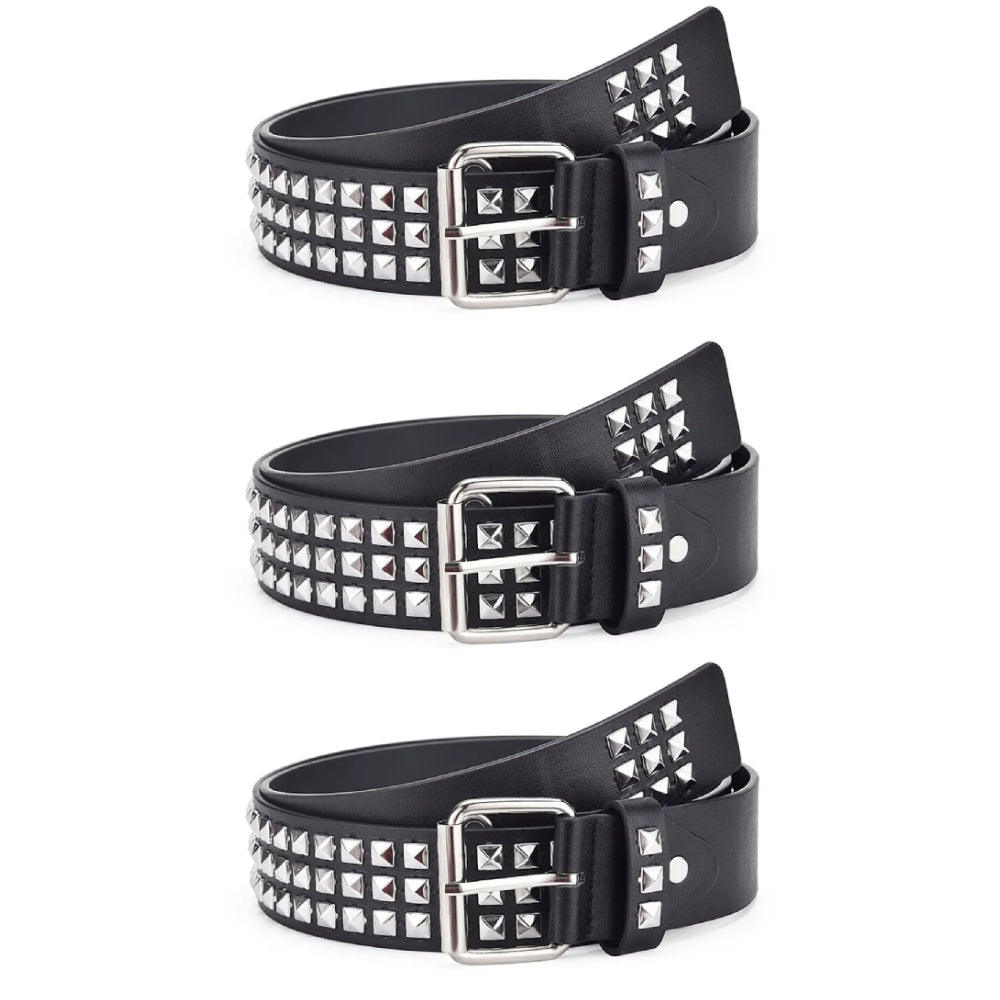 Jeans Belt Punk Y2K Square Rivets Metal Pyramid Design Unisex