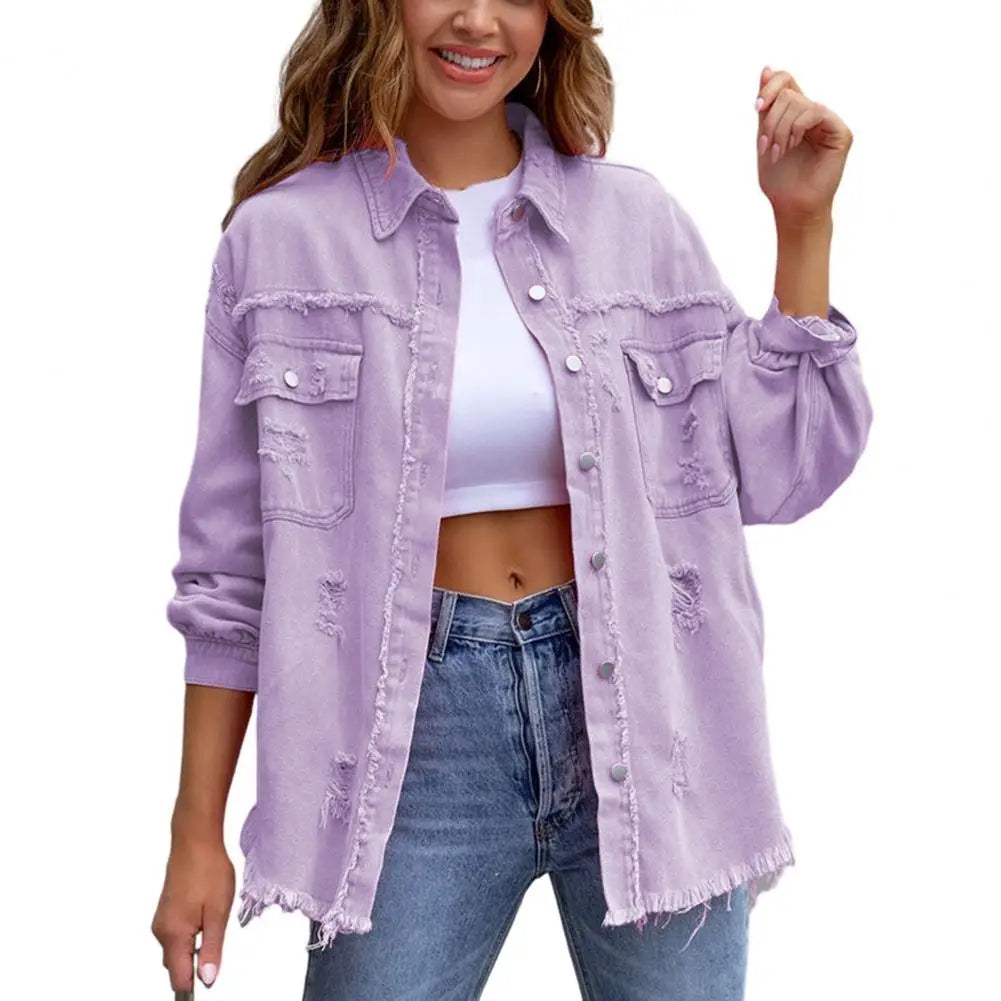 Jeans Jacket Frayed Hem Ripped Distressed Vintage Clothing Womens-Keep Melbourne Marvellous Official Store
