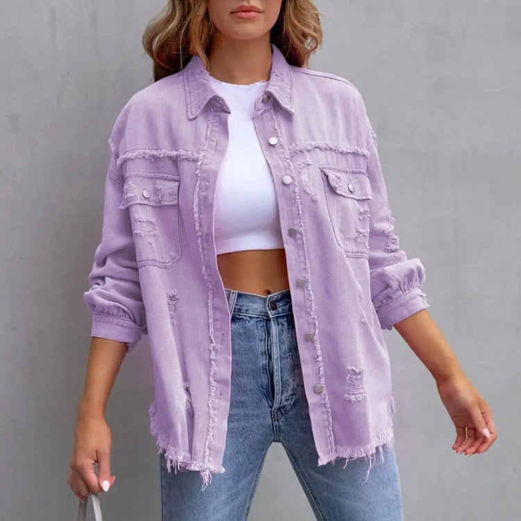 Jeans Jacket Frayed Hem Ripped Distressed Vintage Clothing Womens-Keep Melbourne Marvellous Official Store