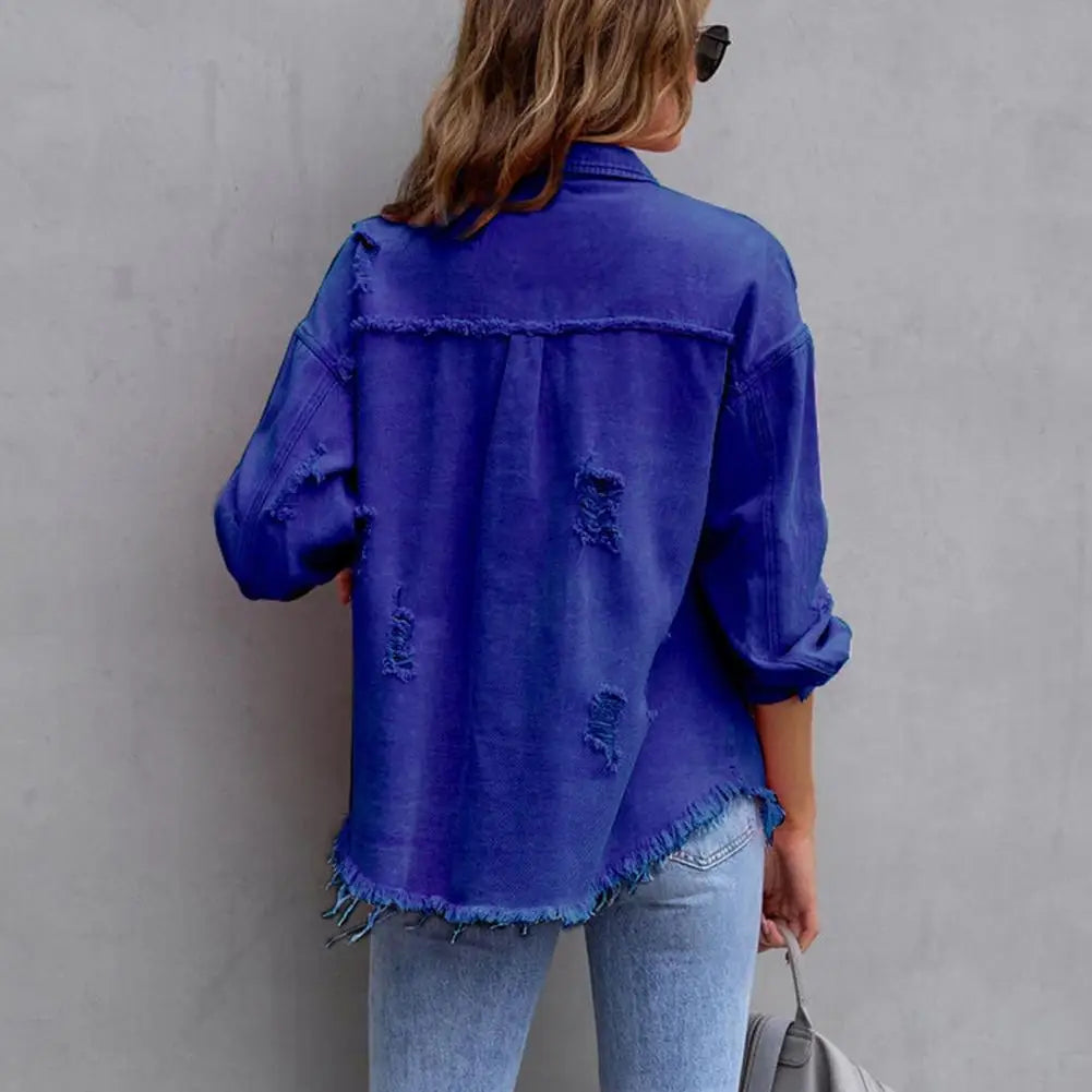 Jeans Jacket Frayed Hem Ripped Distressed Vintage Clothing Womens-Keep Melbourne Marvellous Official Store