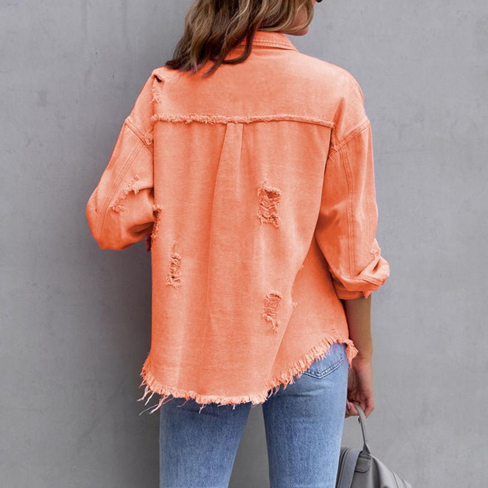Jeans Jacket Frayed Hem Ripped Distressed Vintage Women's
