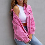 Jeans Jacket Frayed Hem Ripped Distressed Vintage Women's