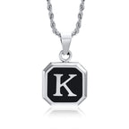 Name Initial Personalised Necklace A-Z Square Stainless Steel Pendant