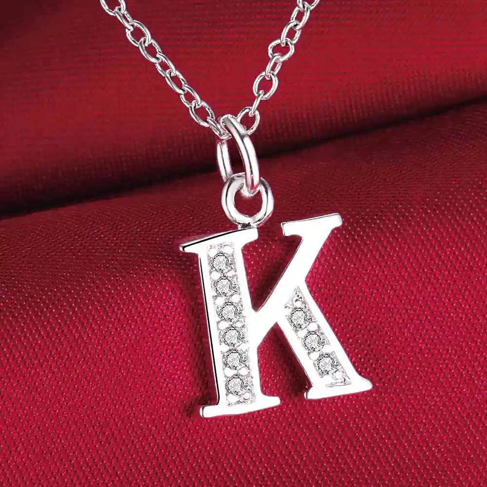 Letters Sterling Silver Necklace Pendant Name Initial