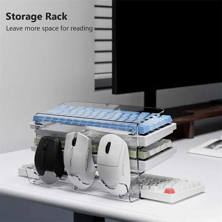 Keyboard Mouse Desktop Organiser Acrylic 3-Tier Stand Lightweight Storage-Keep Melbourne Marvellous Official Store