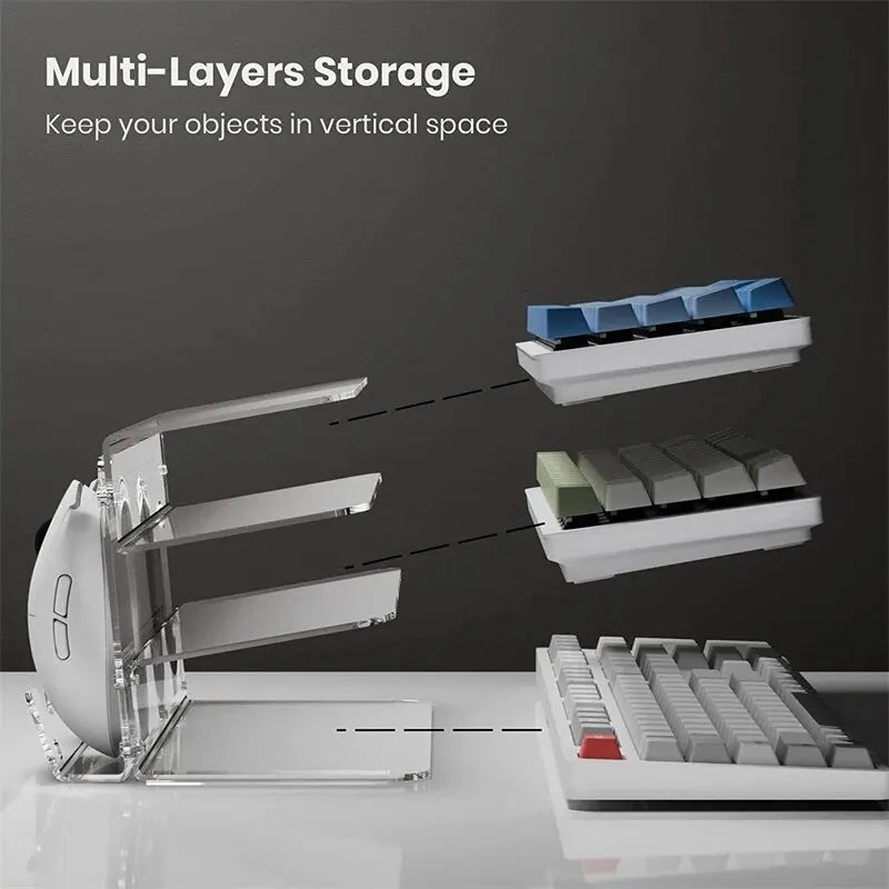 Keyboard Mouse Desktop Organiser Acrylic 3-Tier Stand Lightweight Storage-Keep Melbourne Marvellous Official Store