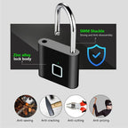 Fingerprint Padlock Biometric Home No Keys Lock USB Rechargeable