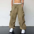Loose Fit Cargo Baggy Pants With Cuffs Women's