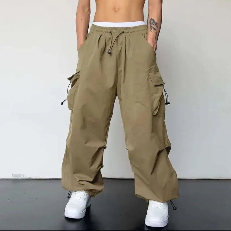 Loose Fit Cargo Baggy Pants With Cuffs Women's