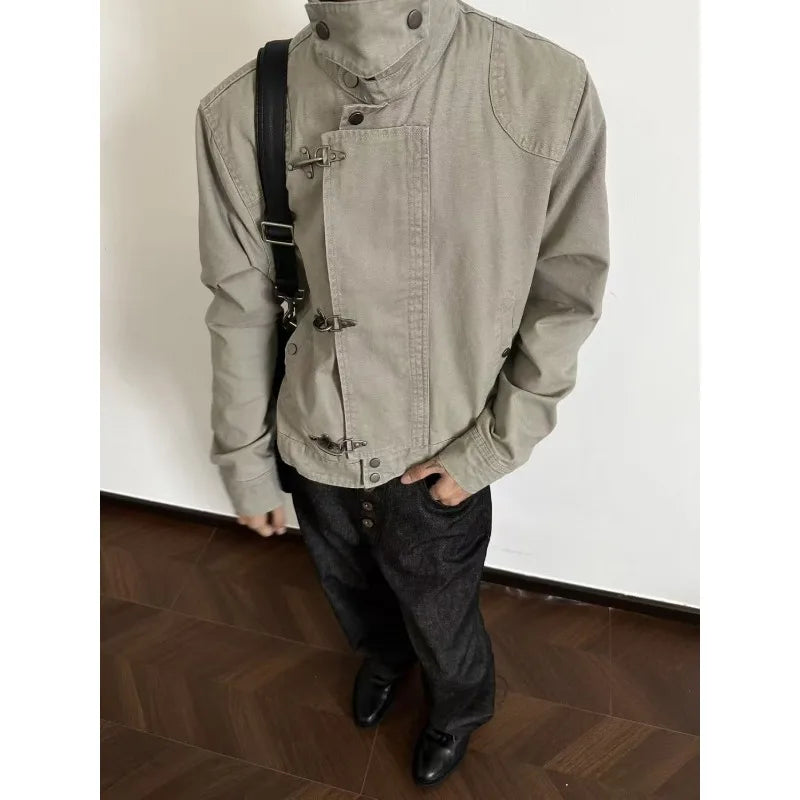 Men's Vintage Fashion Jacket With Fireman Clasps