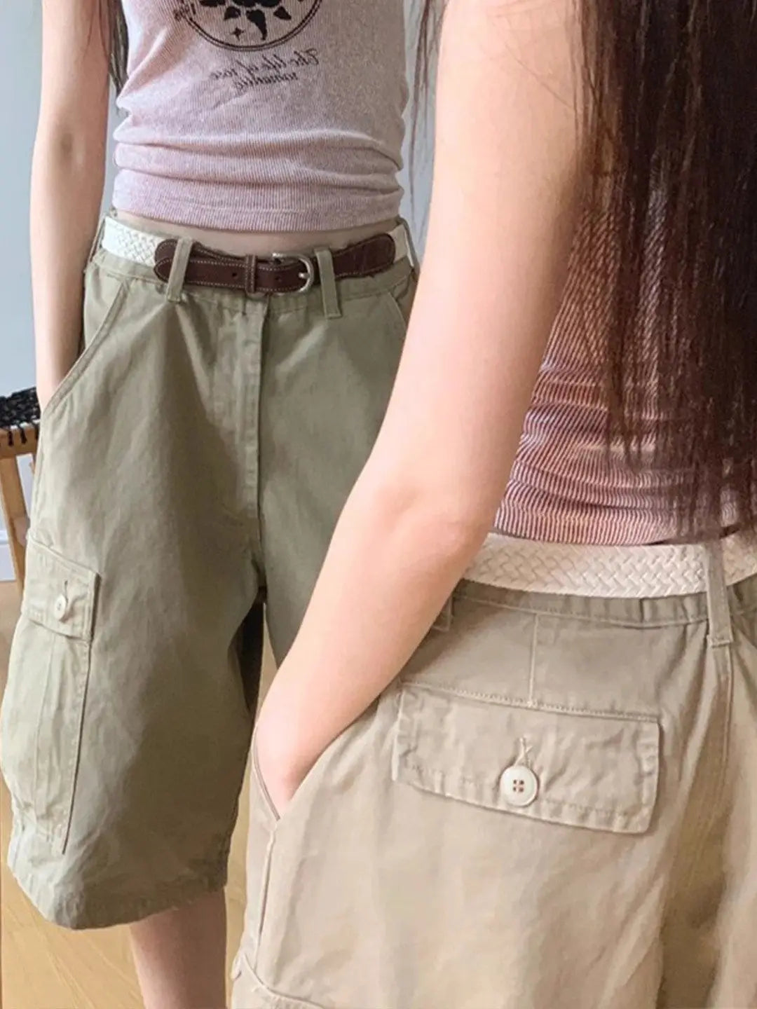 Khaki Cargo Shorts Super Baggy Relaxed Fit