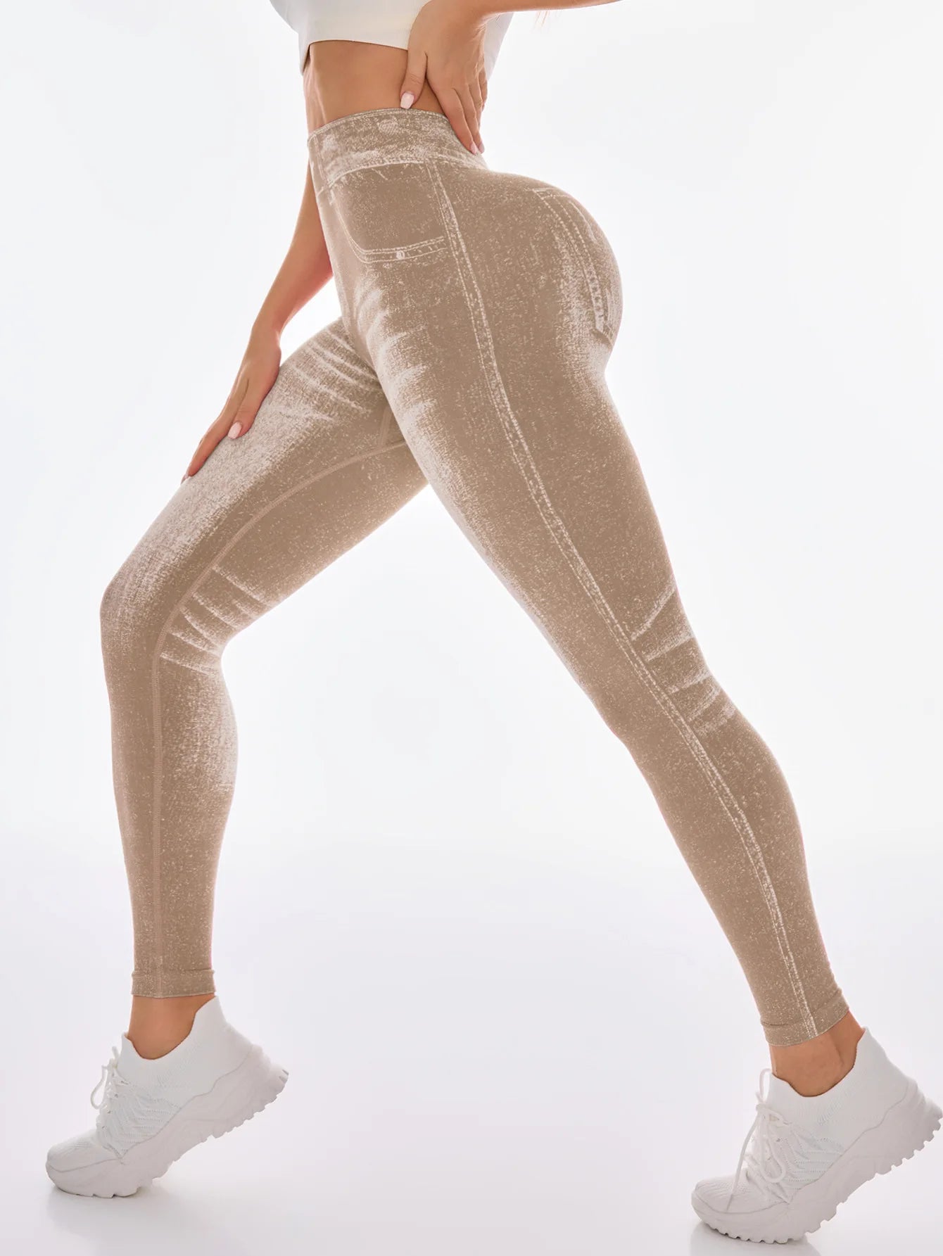 Yoga Leggings Faux Jeans Seamless Tights