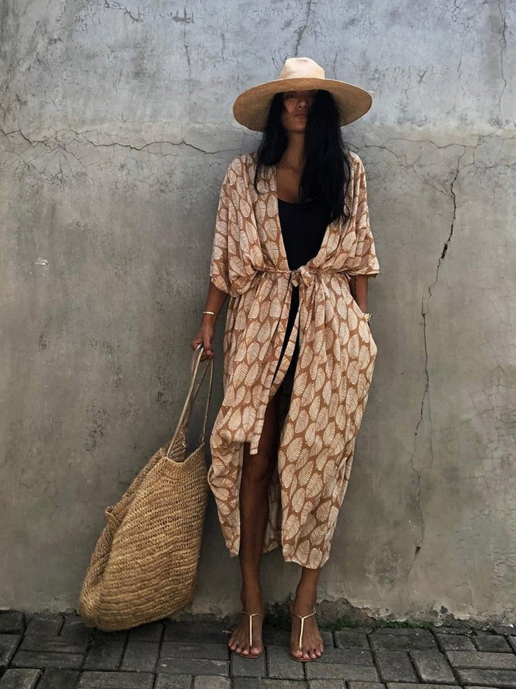 Kimono Beach Wrap Bikini Swimwear Cover Up Oversized Resort Wear Sarong