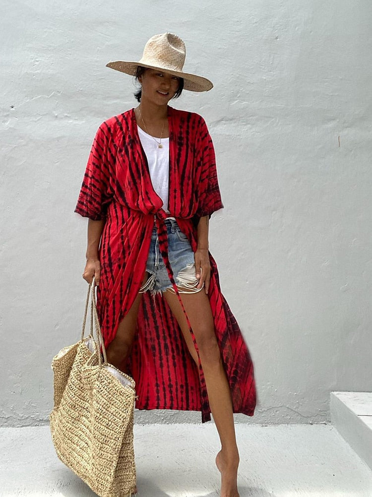 Kimono Beach Wrap Bikini Swimwear Cover Up Oversized Resort Wear Sarong