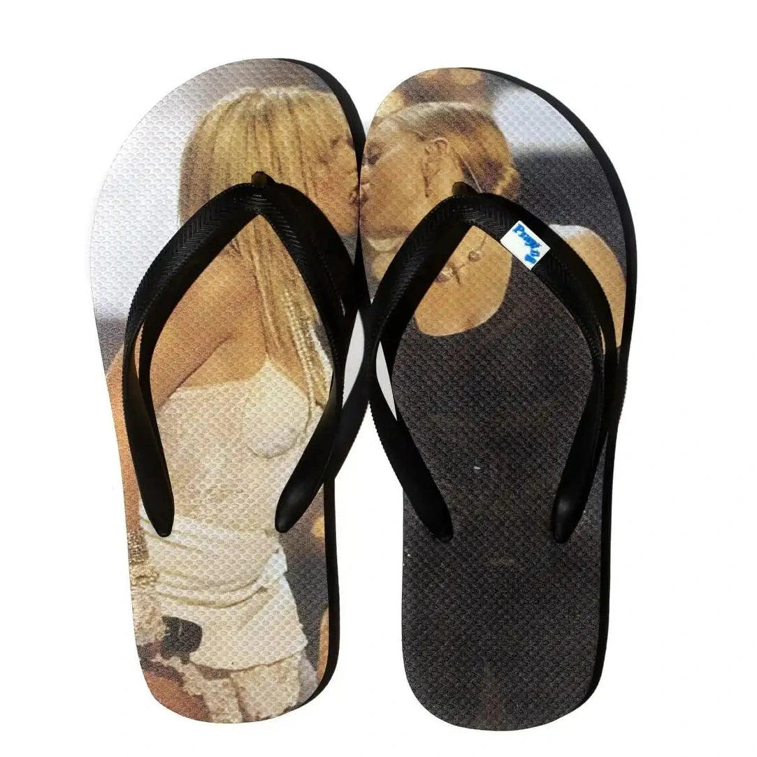 Kissing Couple Print Flip‑Flops - Beach Sandals - Unisex Summer Thongs