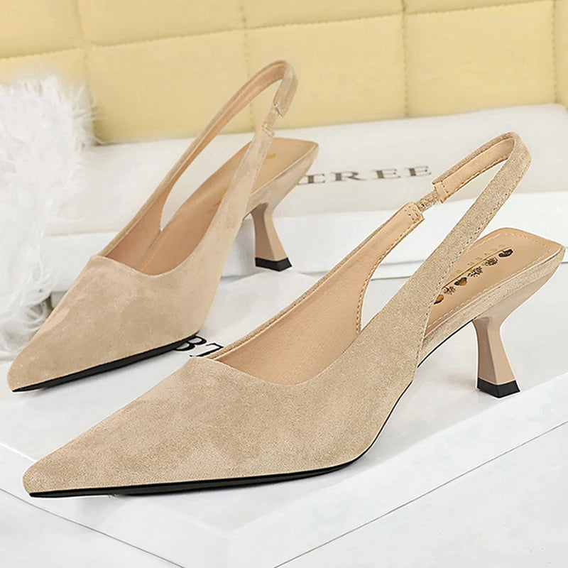Kitten Slingback Women's Pointed High Heel Shoes 6cm