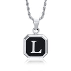 Name Initial Personalised Necklace A-Z Square Stainless Steel Pendant