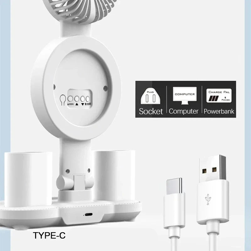 LED Table Fan Lamp | Desk Organiser With Light and Clock