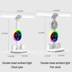 LED Table Fan Lamp | Desk Organiser With Light and Clock