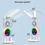 LED Table Fan Lamp | Desk Organiser With Light and Clock