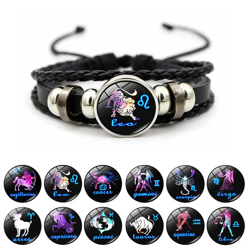 Star Signs Energy Bracelet Zodiac Good Luck Horoscope Women Men Bangle