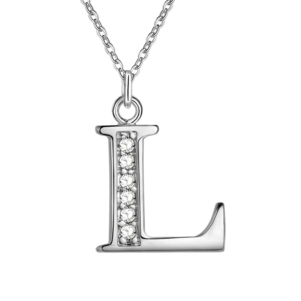 Letters Sterling Silver Necklace Pendant Name Initial