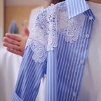 Lace Striped Shirt Women's