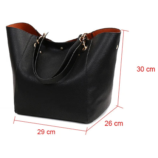 Large Shoulder Crossbody Tote Handbag With Bonus Clutch Bag